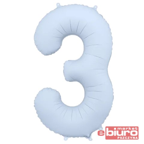 BALON FOLIOWY CYFRA "3" 86CM MGLISTY NIEBIESKI PAR