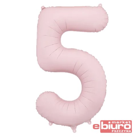 BALON FOLIOWY CYFRA "5" 86CM J. RÓŻOWY PARTYDECO