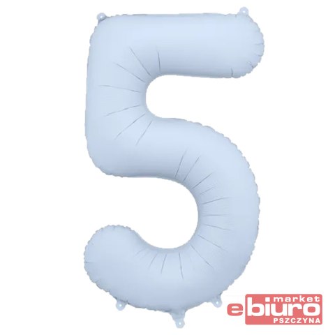 BALON FOLIOWY CYFRA "5" 86CM MGLISTY NIEBIESKI PAR