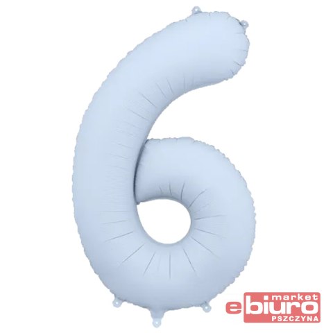 BALON FOLIOWY CYFRA "6" 86CM MGLISTY NIEBIESKI PAR