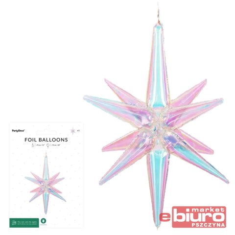BALON FOLIOWY GWIAZDA 3D 70CM OPALIZUJĄCY PARTYDEC