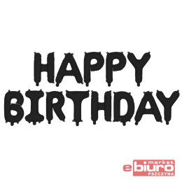 BALON FOLIOWY HAPPY BIRTHDAY 340X35CM CZARNY