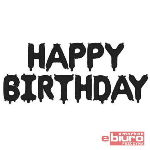 BALON FOLIOWY HAPPY BIRTHDAY 340X35CM CZARNY