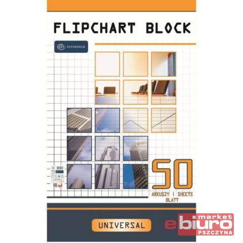 BLOK DO FLIPCHARTA A'50 KRATKA INTERDRUK 640X1000