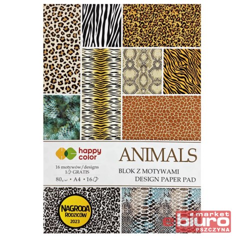 BLOK Z MOTYW. ANIMALS 80G/M2 A4 15+1 ARK 15 MOTYW.