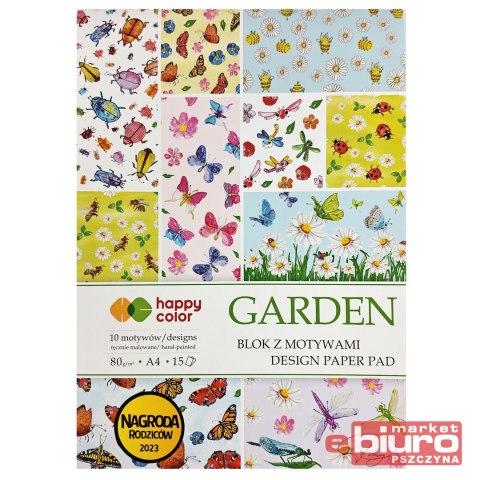 BLOK Z MOTYWAMI GARDEN A4 15ARK 30 MOTYWÓW HAPPY