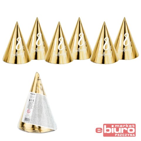 CZAPECZKI 18TH BIRTHDAY ZŁOTY 16CM A'6 PARTYDECO