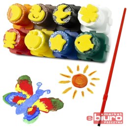 FARBY DO MALOWANIA PALCAMI ZE STEMP 8 SZT KIDEA