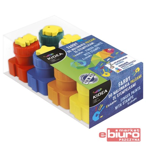 FARBY DO MALOWANIA PALCAMI ZE STEMP 8 SZT KIDEA