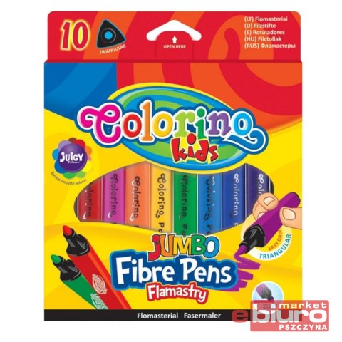 FLAMASTRY JUMBO TRÓJKĄTNE COLORINO 10 KOLORÓW