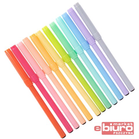 FLAMASTRY PISAKI 12 KOLORÓW PASTELOWYCH ASTRA