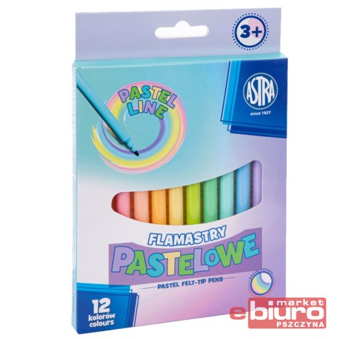 FLAMASTRY PISAKI 12 KOLORÓW PASTELOWYCH ASTRA