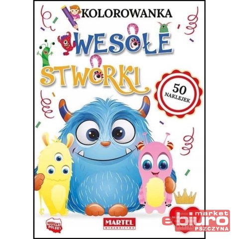 KOLOROWANKA WESOŁE STWORKI 50 NAKLEJEK MARTEL
