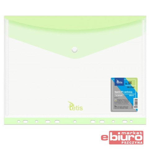 KOPERTA PP NA ZATRZASK Z PERFORACJĄ A4 ZIELONA BT614-Z TETIS