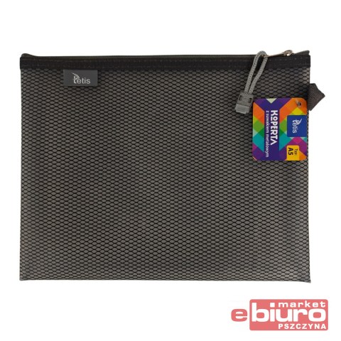 KOPERTA Z SUWAKIEM METALOWYM A5 CZARNA TETIS