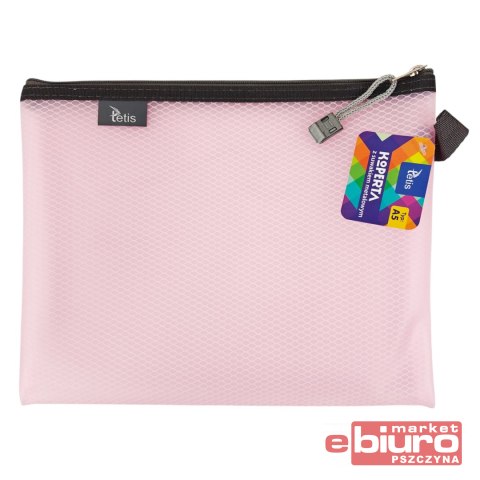 KOPERTA Z SUWAKIEM METALOWYM A5 RÓŻOWA TETIS