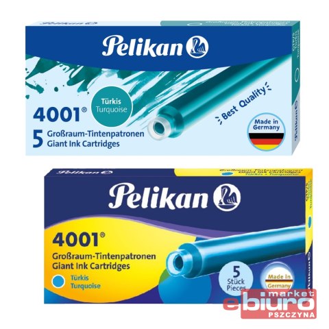NABOJE PELIKAN GTP/5 TURKUSOWE WKŁADY DO PIÓR ATRA