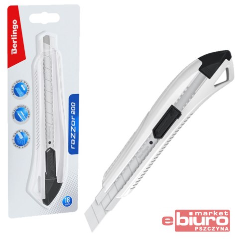 NÓŻ BIUROWY RAZZOR 200 18MM BIAŁY BERLINGO