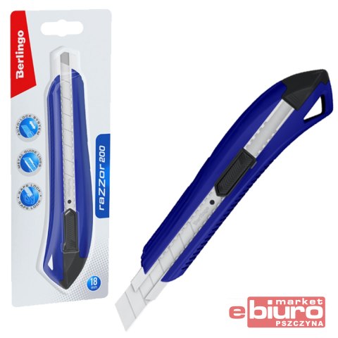 NÓŻ BIUROWY RAZZOR 200 18MM NIEBIESKI BERLINGO