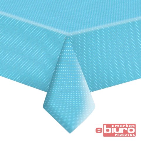 OBRUS PAPIEROWY NIEBIESKI W BIAŁE KROPKI POL-MAK