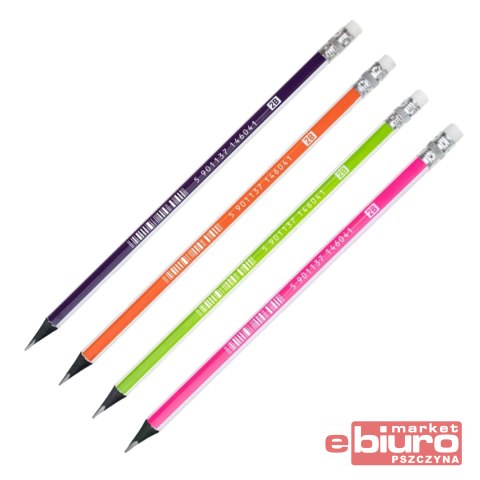 OŁÓWKI GRAFITOWE Z CZARNEGO DREWNA Z GUMKĄ 2B