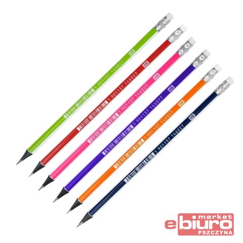 OŁÓWEK Z CZARNEGO DREWNA Z GUMKĄ HB ASTRA