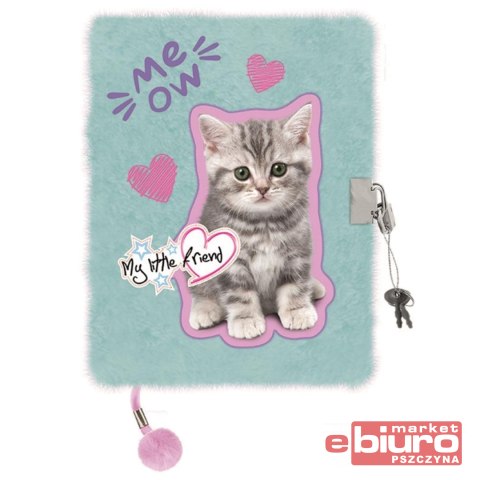 PAMIĘTNIK Z KŁÓDKĄ WŁOCHACZ A5 96K MLF MINT KITTY