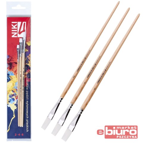 PĘDZLE NYLONOWE PŁASKIE NIKI14 KPL. 0068/2+4+6
