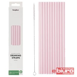 SŁOMKI PLASTIKOWE 23CM RÓŻOWE OP/12SZT PARTYDECO