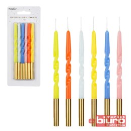 ŚWIECZKI URODZINOWE ZAKRĘCONE MIX 14CM OP/6SZT