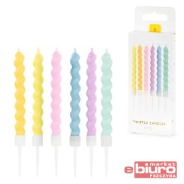 ŚWIECZKI URODZINOWE ZAKRĘCONE MIX 8,5CM OP/6SZT