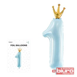 BALON FOLIOWY CYFRA 1 37X100CM BŁĘKIT PARTYDECO