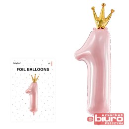 BALON FOLIOWY CYFRA 1 37X100CM J.RÓŻOWY PARTYDECO