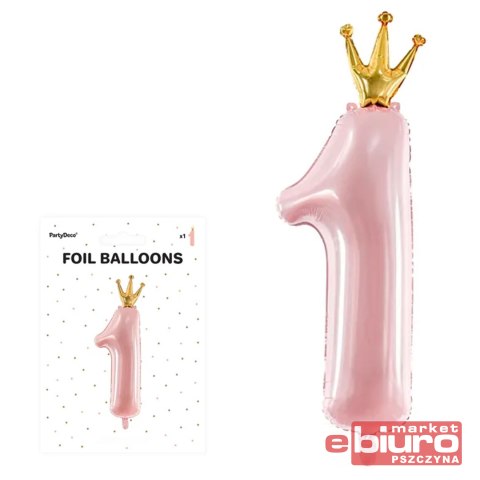 BALON FOLIOWY CYFRA 1 37X100CM J.RÓŻOWY PARTYDECO