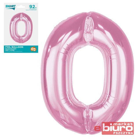 BALON FOLIOWY SMART CYFRA 0 J.RÓŻOWA 92CM GODAN