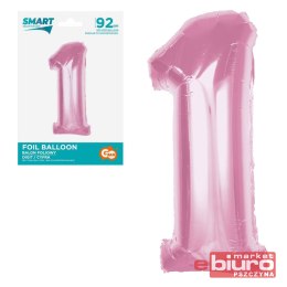BALON FOLIOWY SMART CYFRA 1 J.RÓŻOWA 92CM GODAN