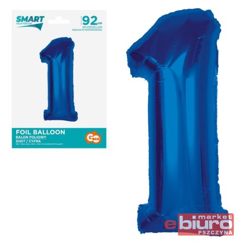 BALON FOLIOWY SMART CYFRA 1 NIEBIESKA 92CM GODAN