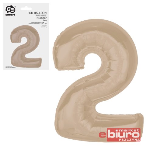 BALON FOLIOWY SMART CYFRA 2 MAT LATTE 92CM GODAN