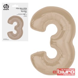 BALON FOLIOWY SMART CYFRA 3 MAT LATTE 92CM GODAN