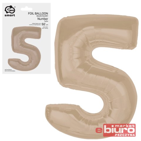 BALON FOLIOWY SMART CYFRA 5 MAT LATTE 92CM GODAN