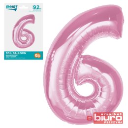 BALON FOLIOWY SMART CYFRA 6 J.RÓŻOWA 92CM GODAN