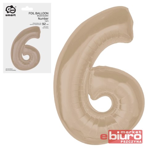 BALON FOLIOWY SMART CYFRA 6 MAT LATTE 92CM GODAN