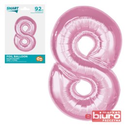 BALON FOLIOWY SMART CYFRA 8 J.RÓŻOWA 92CM GODAN