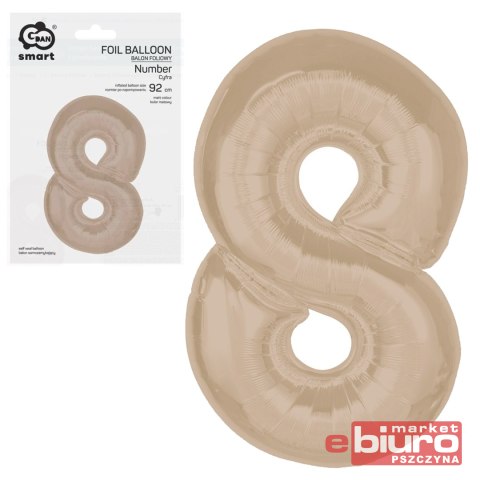 BALON FOLIOWY SMART CYFRA 8 MAT LATTE 92CM GODAN