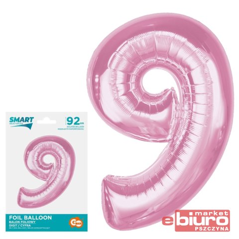 BALON FOLIOWY SMART CYFRA 9 J.RÓŻOWA 92CM GODAN