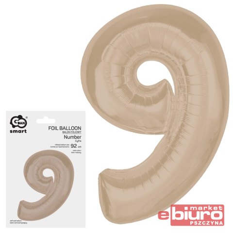 BALON FOLIOWY SMART CYFRA 9 MAT LATTE 92CM GODAN