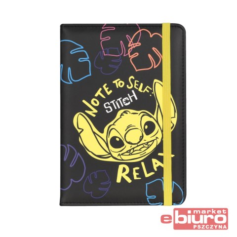 DISNEY BLACK NOTES A5 80K LINIA Z GUMKĄ WZ2 STITCH