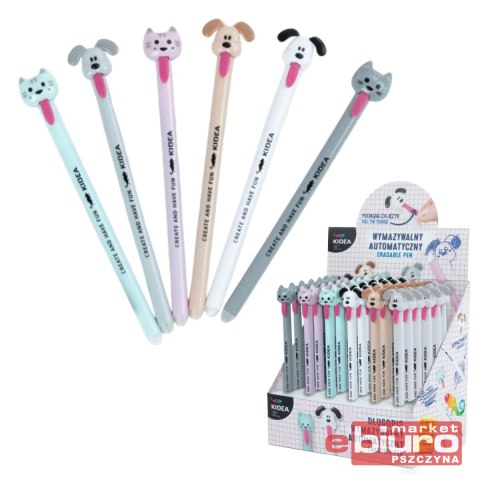 DŁUGOPIS WYMAZ AUTOM Z FIGURKĄ E KIDEA KOT I PIES