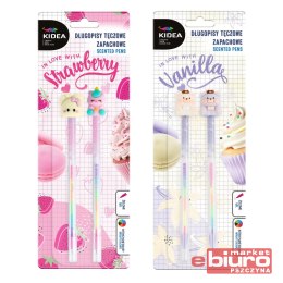 DŁUGOPISY TĘCZOWE ZAPACHOWE Z FIGURKĄ 2SZT KIDEA
