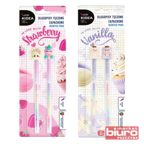 DŁUGOPISY TĘCZOWE ZAPACHOWE Z FIGURKĄ 2SZT KIDEA